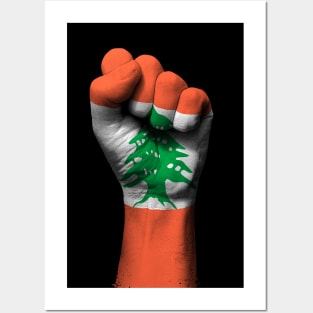 Flag of Lebanon on a Raised Clenched Fist Posters and Art